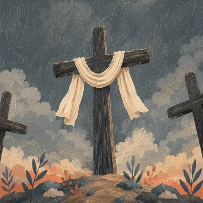 Easter Resurrection Cross With White Linen