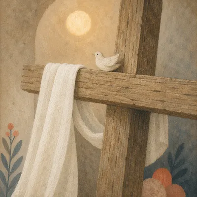 Easter Resurrection Cross with White Linen