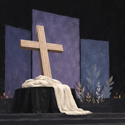 Resurrection Cross with White Easter Cloth