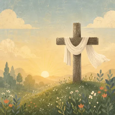Easter Resurrection Cross with White Cloth