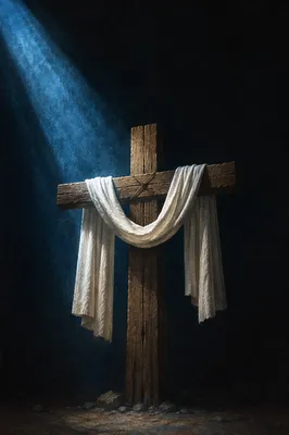 Easter Resurrection Cross with Draped White Cloth