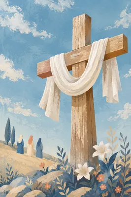 Easter Resurrection Cross With White Linen