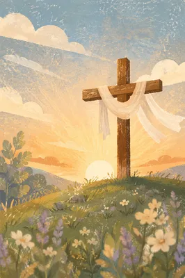 Easter Resurrection Cross with Draped Cloth