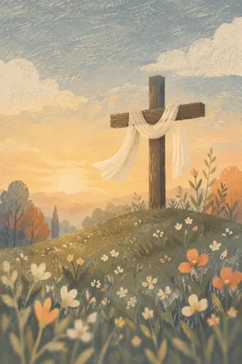 Easter Resurrection Cross on Misty Spring Hill