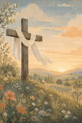 Resurrection Cross with White Easter Cloth