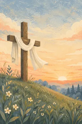 Resurrection Cross at Spring Sunrise