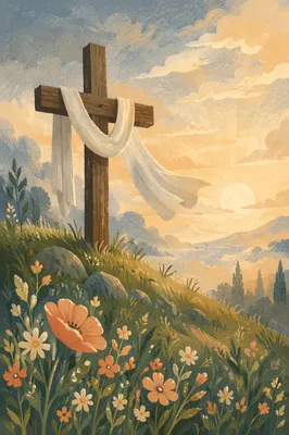 Easter Dawn Cross with Draped White Cloth