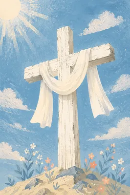 Easter Cross with Draped White Cloth