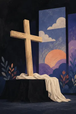 Resurrection Cross with White Easter Cloth