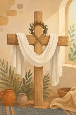 Easter Resurrection Cross With White Linen