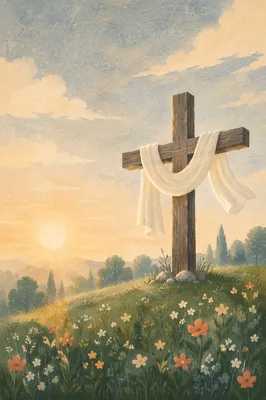 Easter Resurrection Cross with White Cloth