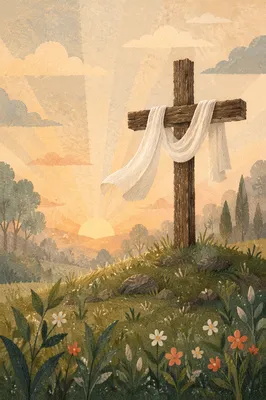 Easter Resurrection Cross with White Cloth
