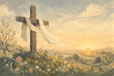 Easter Resurrection Cross on Misty Spring Hill