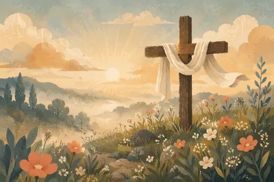 Easter Resurrection Cross With White Cloth