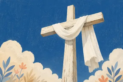 Easter Resurrection Cross With White Cloth