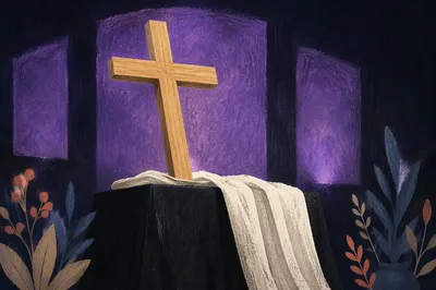 Easter Resurrection Cross with White Cloth