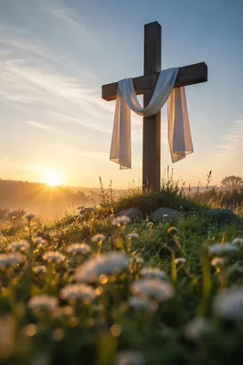 Easter Resurrection Cross with White Cloth