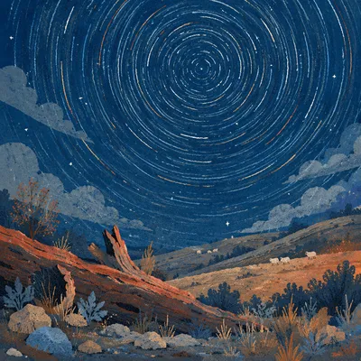 Shepherds Field Under Star Trail Sky