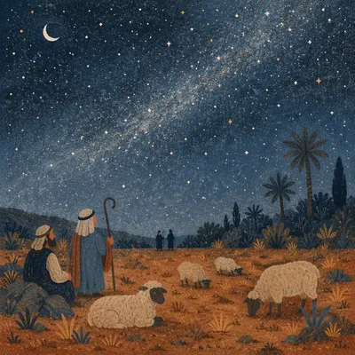 Starry Shepherds Field Under Midnight Sky