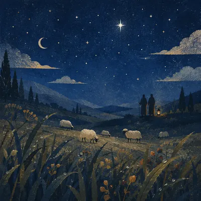 Shepherds Field Under Winter Stars