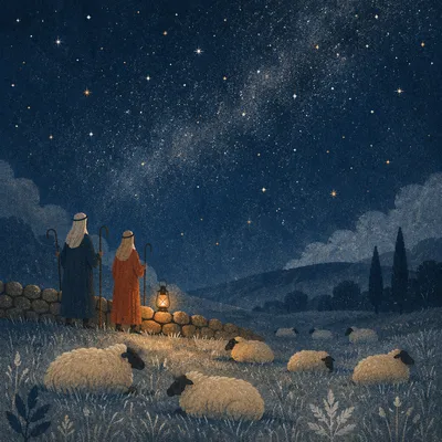 Shepherds Field Under Winter Stars