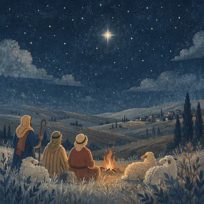 Shepherds Under Starry Winter Night