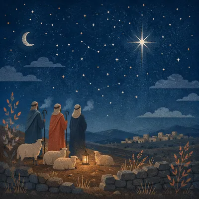 Shepherds Beneath the Christmas Star