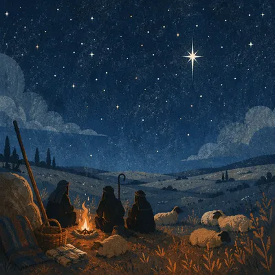 Shepherds Field Under Winter Stars