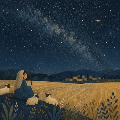 Shepherds Field Under Winter Night Stars
