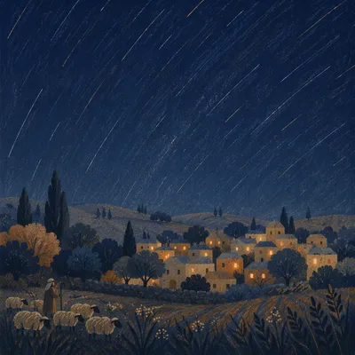 Shepherds Field Under Winter Star Trails