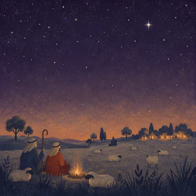 Shepherds Field Under a Starry Night