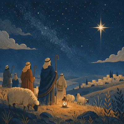 Shepherds Beneath the Christmas Star