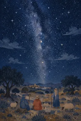 Shepherds Field Under Winter Stars