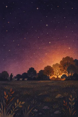 Shepherds Field Under Starlit Advent Sky