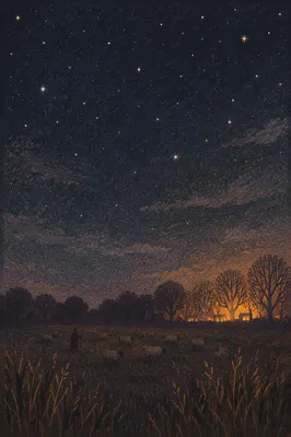 Shepherds Field Under Winter Stars