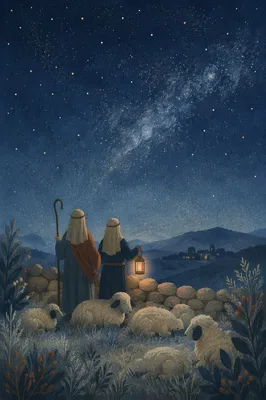 Shepherds Field Under Winter Night Stars