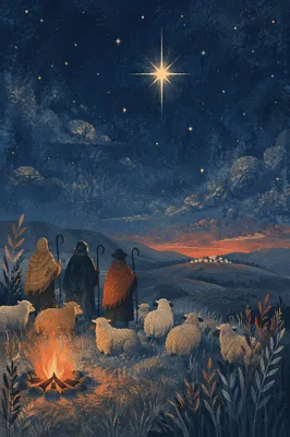 Shepherds Watching Advent Starry Night