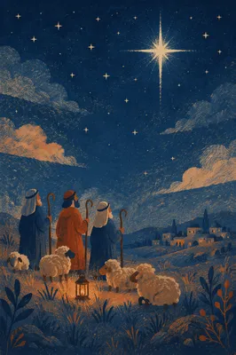 Shepherds Beneath Bethlehem Starry Night