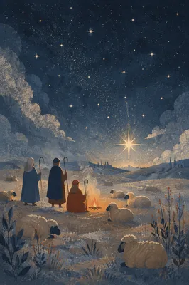 Shepherds Beneath Winter Bethlehem Star
