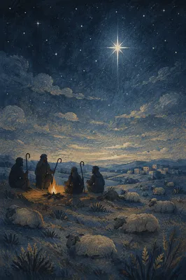 Shepherds Field Beneath a Starry Christmas Sky