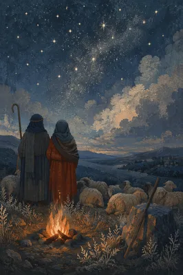 Shepherds Beneath Winter Stars