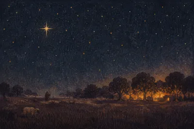 Shepherds Field Under Winter Night Stars