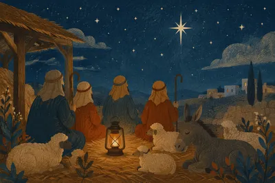 Shepherds Field Under Christmas Stars