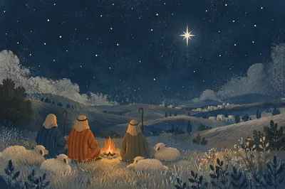 Shepherds Beneath a Starry Winter Sky
