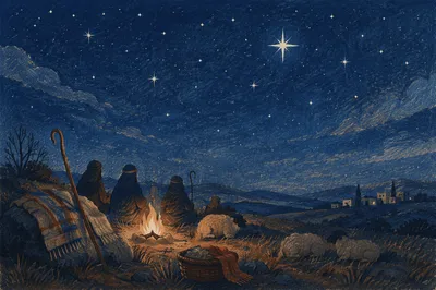 Shepherds Field Under Winter Stars