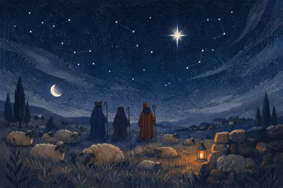 Shepherds Beneath the Christmas Star