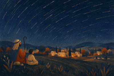 Shepherds Field Under Winter Star Trails