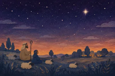 Shepherds Field Under a Starry Night
