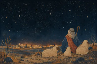 Shepherds Field Under Winter Starry Sky