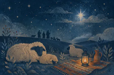 Shepherds Beneath the Starry Winter Sky